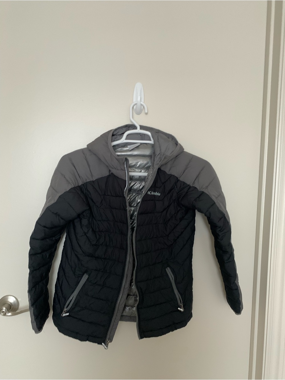 Columbia Kid’s Black and Gray Hooded Puffer Jacket